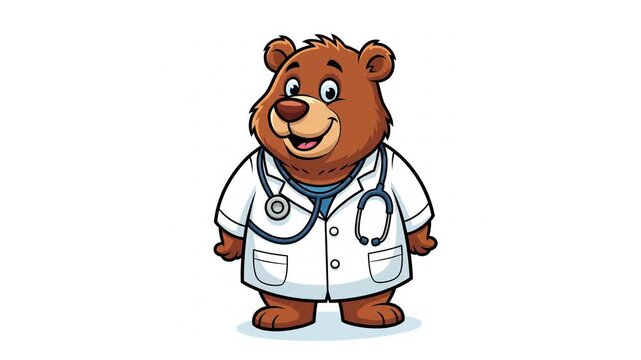 bear as a doctor with white coat	
