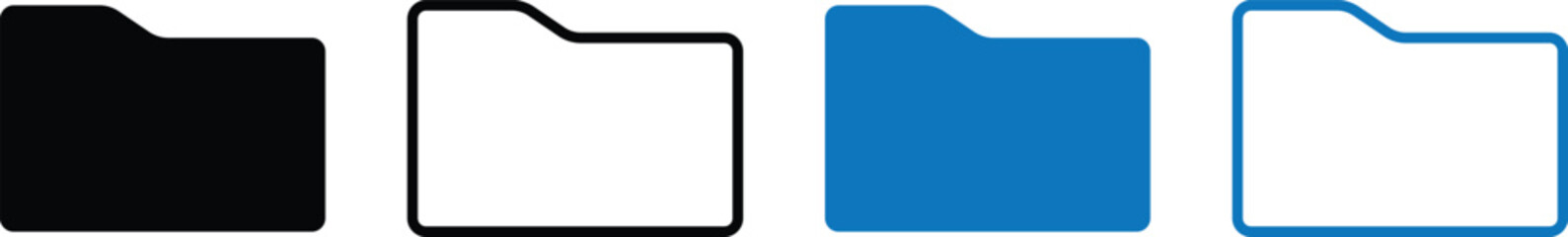 Obraz premium Folder icon set in solid and outline styles, minimalist file management symbols