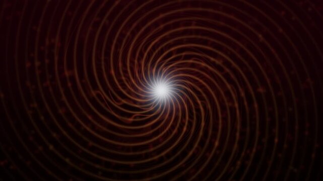 Vortex swirls radiate amber and ruby hues outward