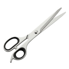 Fototapeta premium A pair of silver scissors on transparent background