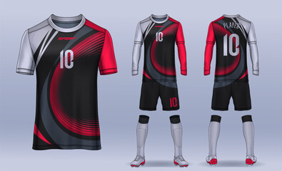 Fototapeta premium t-shirt sport design template, Soccer jersey mockup for football club. uniform front and back view.