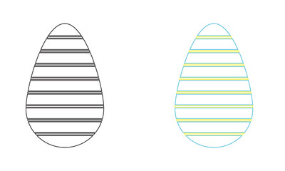 Fototapeta premium Minimal Striped Easter Eggs icon. Minimal illustration of two striped Easter eggs, with white background. 