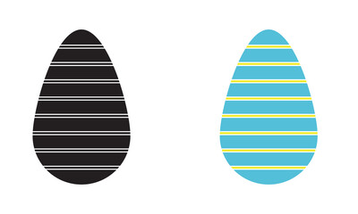 Fototapeta premium Minimal Striped Easter Eggs icon. Minimal illustration of two striped Easter eggs, with white background. 