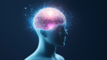 Obraz premium Mind Meditative figure with energy radiating from the mind, illustrating inner peace.