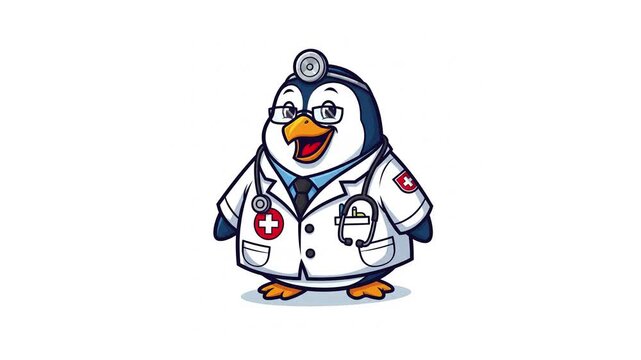 penguin as a doctor with white coat	
