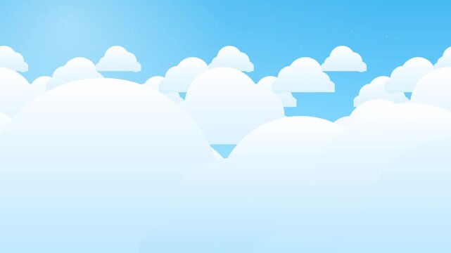 Cinematic Blue Sky & Fluffy Clouds Vector Parallax 4K Seamless Loop