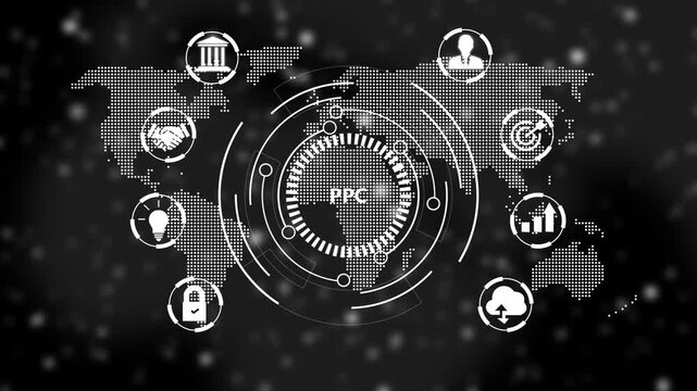 glowing, Business, Technology, Internet and network concept. PPC Pay per click payment. Technology digital marketing. Abstract technology data connection