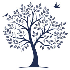 Obraz premium Tree with birds leaves branches nature