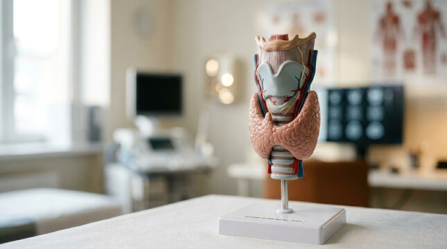 Thyroid gland model on table