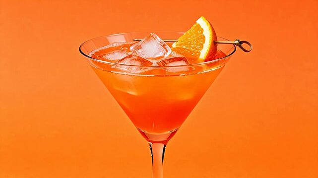Orange cocktail in martini glass