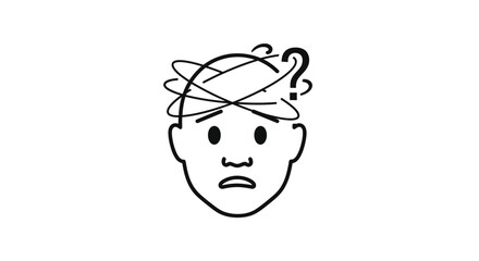Obraz premium Confused Man With Question Mark Above Head, Dizziness, Uncertainty, Brain Fog