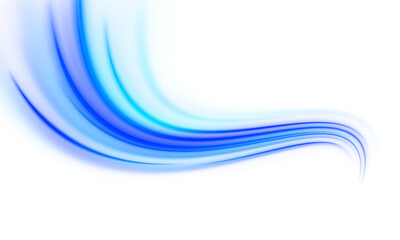 Blue-cyan glowing trails flow across a transparent PNG. Polygonal shapes orbit the neon paths, creating abstract motion. Great for tech banners. © MEDUZA