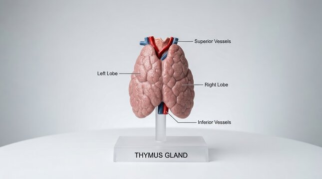 Model of thymus gland on white background