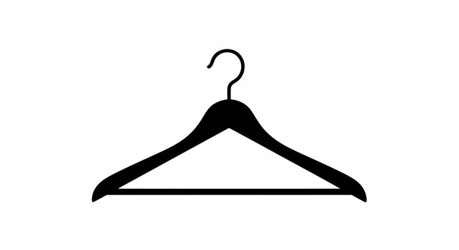 Black Clothes Hanger Isolated on White Background, Minimalist Design, Studio Shot