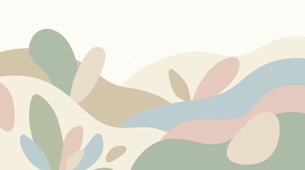 Naklejka premium Abstract organic shapes in soft pastel colors create modern artistic landscape