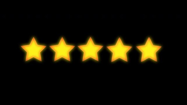 Minimalist 3D 5 stars rating animation.