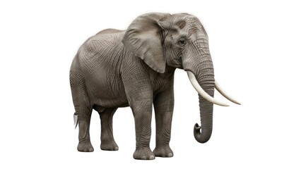 Obraz premium Gray elephant with large tusks.