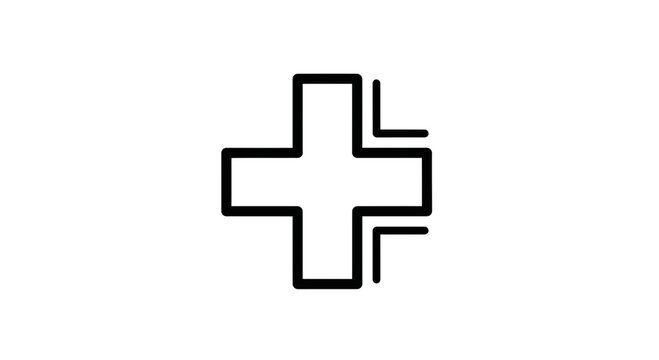 Abstract Plus Sign Icon, Medical Cross Symbol, Health Care, Plus Icon, Geometric Design