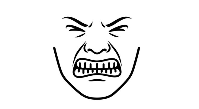Angry Face Expression, Gritting Teeth, Frustration, Anger, Rage, Aggression, Negative Emotion