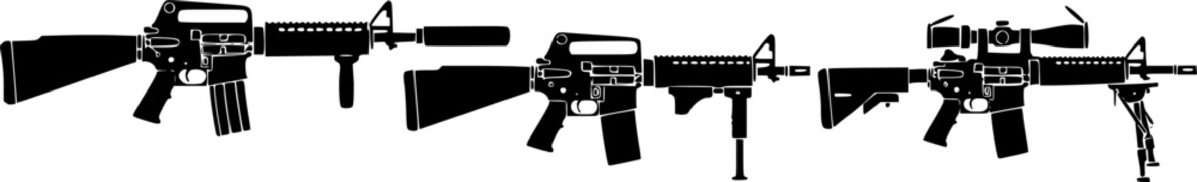 A set of new and modern weapons, the XM7 assault rifle in the stock version and with a body kit in the form of an optical sight and a silencer, and the M17 pistol, icons in the form of a black silhoue
