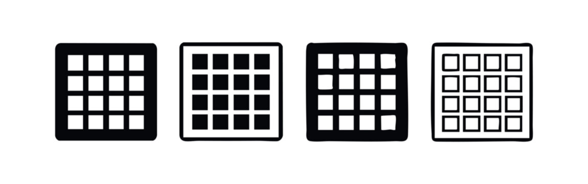 App menu icon set. Application launcher grid interface symbol. Dashboard square button vector illustration.