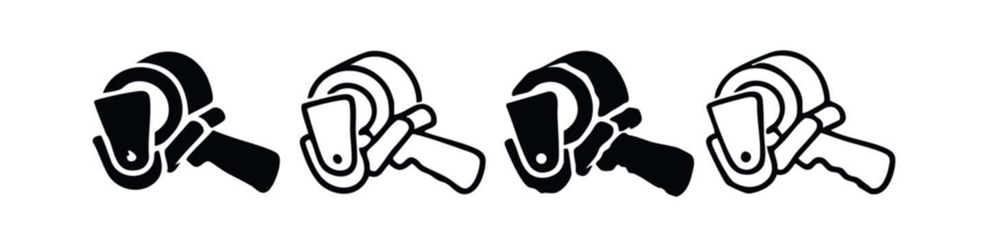 Label Maker or Price Gun Icon Set, Retail Store Equipment Symbols, Handheld Scanner Vector