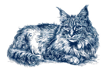 Fototapeta premium PNG Hand drawn a cat drawing sketch animal.