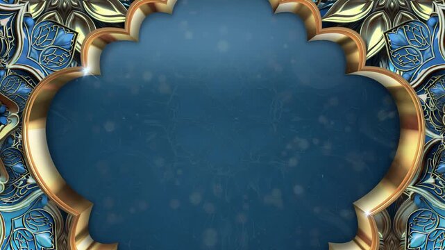 golden frame on blue background