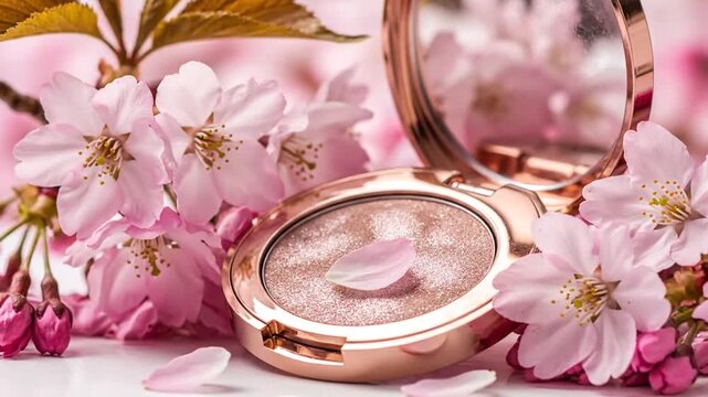 Makeup and cherry blossoms.