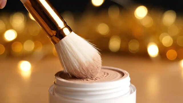 Makeup brush with foundation.