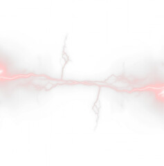 Red electric lightning strike PNG overlay with glowing thunder flash isolated on transparent background