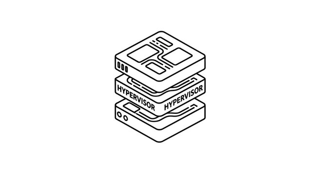 Virtualization Technology: Stack of Hypervisor Servers in Data Center, Cloud Computing Concept