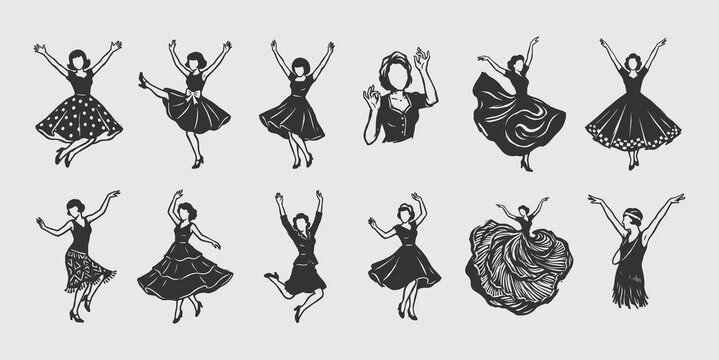 Vintage Women Dancers Silhouette Collection