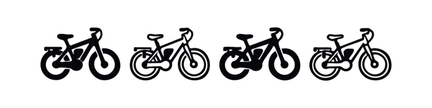 Modern bicycle and e-bike icon set for urban transportation and eco-friendly mobility solutions