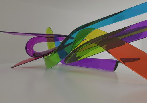 Interlocking translucent forms creating a visually harmonious display of multidimensional architectural concepts and spatial organization, structure, order, form