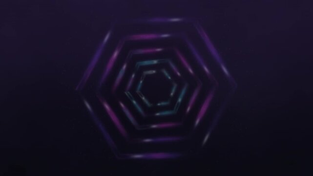 Geometric shapes glow and shift in a dark, futuristic energy interface