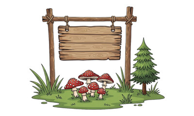 Obraz premium wooden signboard with christmas decoration