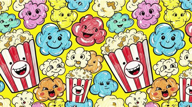 popcorn seamless pattern