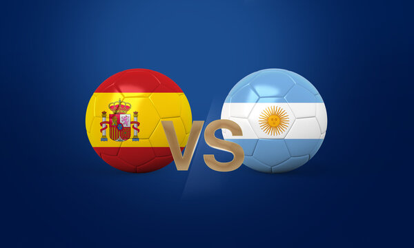 Spain versus argentina football match concept