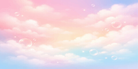 Sky of Dreams: Soft pastel clouds drift serenely across a gradient canvas, the delicate colors blending together in a dreamy symphony, inviting feelings of peace and serenity. © Md Shofiqul