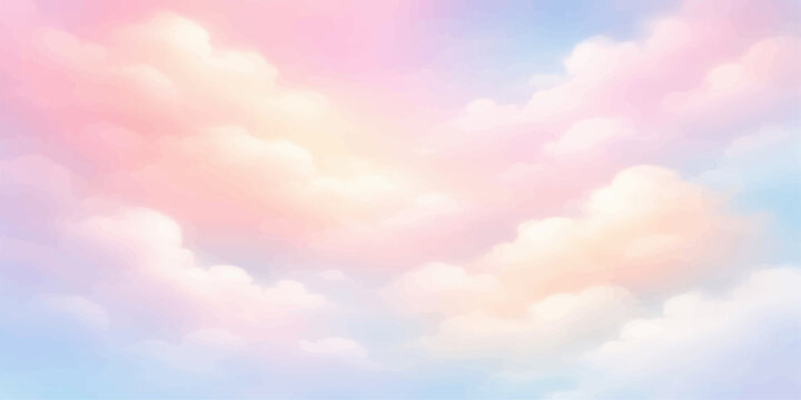 Pastel Sky Serenity: Gentle pastel hues blend seamlessly in a dreamy skyscape, evoking feelings of peace, serenity, and boundless freedom, perfect for conveying tranquility and optimism.