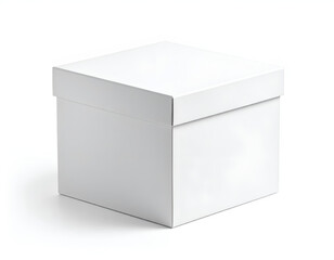 Naklejka premium Blank white cube-shaped box with lid, isolated on white