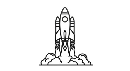 Obraz premium Rocket Launching into Space, Blast Off, Space Exploration, Science Technology