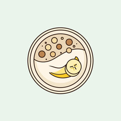 Obraz premium Cartoon cat sleeping on banana plate.