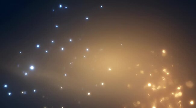 Abstract golden and blue particle background video with shimmering light effects and floating bokeh, ideal for elegant presentations, festive events, and digital marketing campaigns Background