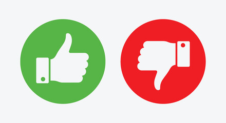 Fototapeta premium A vibrant depiction of approval and disapproval showcased through hand gestures within colored circles silhouette high quality professional detailed modern elegant