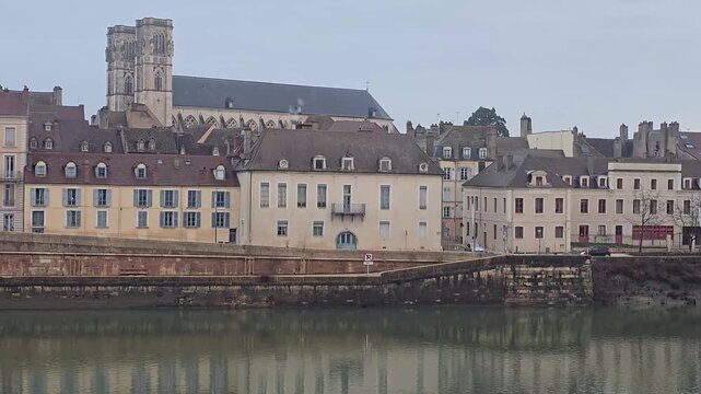 View of the city of Chalon sur Saone, Bourgogne, France