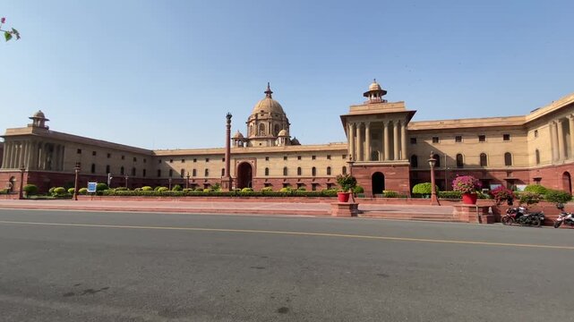 4k shot of Secretariat Building in New Delhi, India