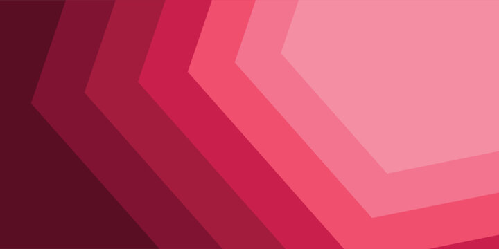 Abstract pink and maroon geometric background with layered hexagonal shapes and modern chevron pattern. vector illustration