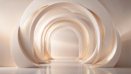 Obraz premium Elegant abstract architectural background featuring curved arches and warm reflections